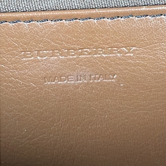 Burberry Elmore Zip Wallet Leather with Horseferry Check Canvas Brown Tan Plaid - Picture 12 of 13